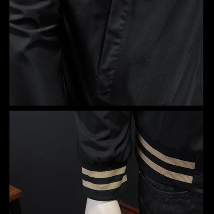 Minglu Spider Embroidery Men's Jackets High Quality Stand Collar Solid Color Sport Casual Spring Autumn Male Coats Plus Size 5XL