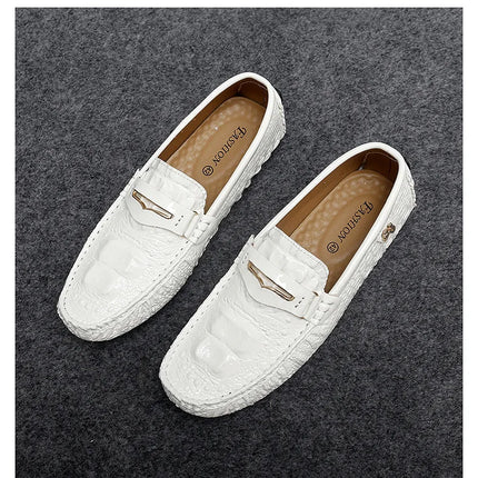 Scarpe Slip-On da Uomo in Pelle di Coccodrillo di Lusso, Scarpe Casual Primaverili ed Estive per la Guida, Stile Coppia, Taglio Basso, Suola in Gomma Traspirante