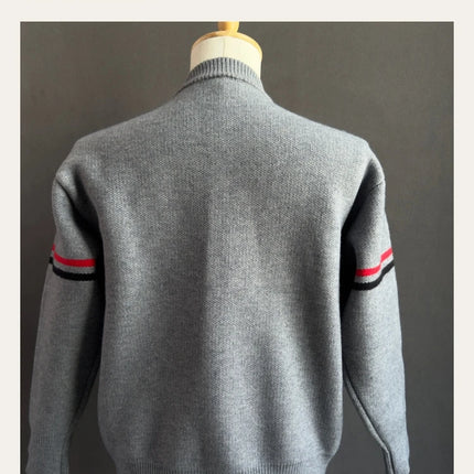 Fashion Men's Knit Cardigan High-End Brand Cartoon Dog Print Design Autumn Winter New Classic Striped Korean Casual Sweater Coat