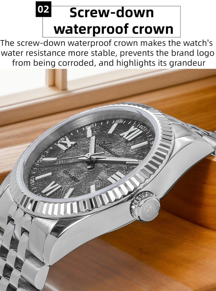 ADDIESDIVE 36mm AD2512 Watch For Men BGW9 Luminous Jubilee Strap 100m Waterproof Sapphire Glass VH31 Movement Quartz Watch Reloj