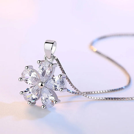 Collana in Argento 925 con Zirconi per Donne, Gioielli Placcati Oro 18k, Ciondolo in Argento Sterling, Regalo per Feste di Compleanno PlatiNum