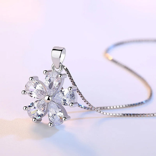 Collana in Argento 925 con Zirconi per Donne, Gioielli Placcati Oro 18k, Ciondolo in Argento Sterling, Regalo per Feste di Compleanno PlatiNum