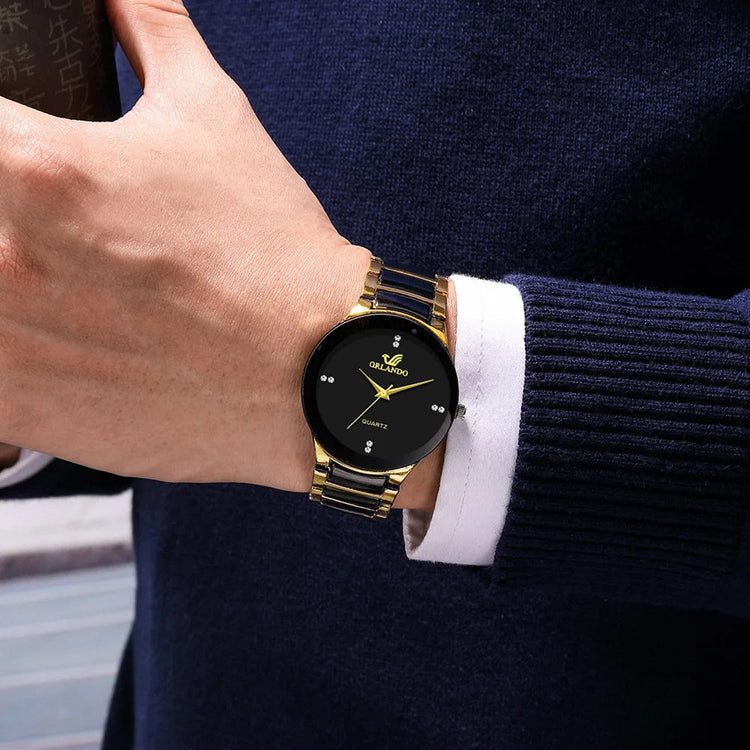 ORLANDO Orologi di lusso da uomo Nuovo arrivato Orologio da polso in acciaio al quarzo oro nero freddo Squisito orologio Masculino Relogio Orologio di moda platinumshop