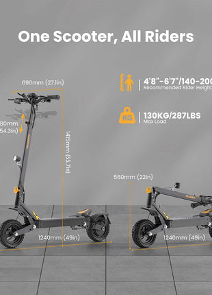 Ausom L1 Monopattino Elettrico Autonomia fino a 70 km, 800W, Freni a Disco Anteriori e Posteriori con E-ABS, Pneumatici Tubeless da 10”, Monopattino Pieghevole per Pendolarismo Urbano
