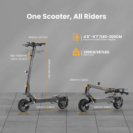 Ausom L1 Monopattino Elettrico Autonomia fino a 70 km, 800W, Freni a Disco Anteriori e Posteriori con E-ABS, Pneumatici Tubeless da 10”, Monopattino Pieghevole per Pendolarismo Urbano