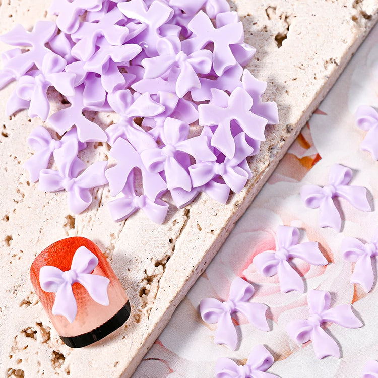 100/50/30pcs Resin Bow Nail Charms White Black 3D Long Ribbon Bowknot 3D Rhinestone For Korean DIY Kawaii Nail Art Decoration