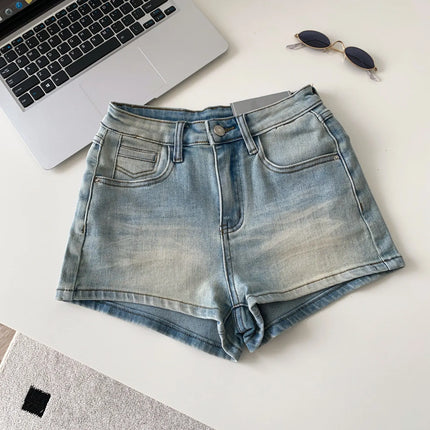 SINGREINY Women's Gradient Denim Shorts, High Quality, Aesthetic, Casual, Comfortable, American Retro Style, Basic, Beach