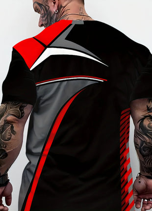 T-shirt homme imprimée en 3D, tissu tricoté en polyester, col rond, coupe régulière, t-shirt de sport à motif respirant, haut de fitness décontracté d'été