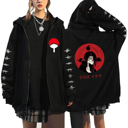 Naruto Anime Zip Up Hoodie Cartoon High School Hooded Men Women Sweatshirts Harajuku Autumn Winter Zipper Pullover Fans Gift Toy