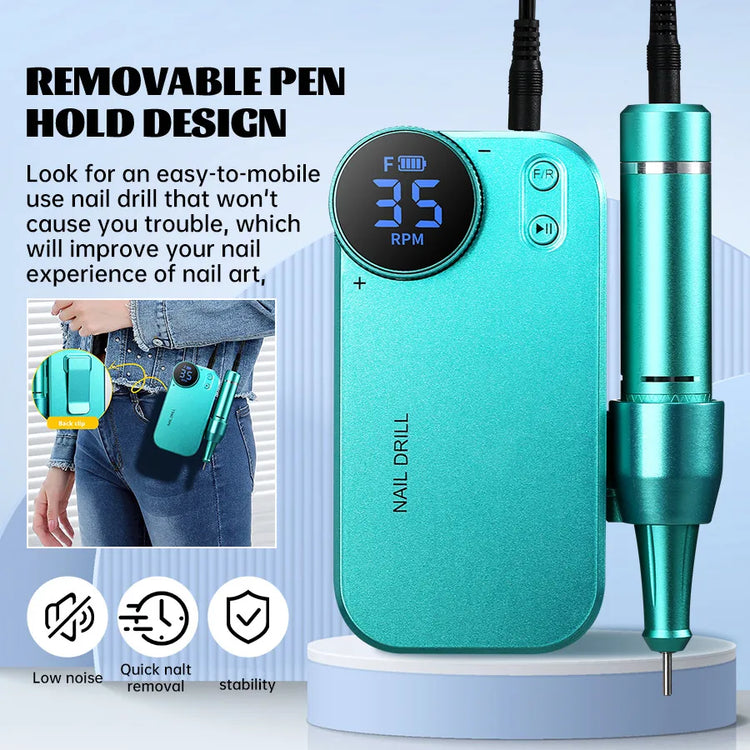 Professional Wireless Charging Electric Nail Drill Machine, 4500mAh Battery, Long Lasting Runtime, Remove Gel Nails, Nail Shaping & Polishing, Manicure Pedicure Kit for Home & Salon Use