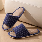 Pantofole da donna primavera e autunno moda striscia di lino per interni antiscivolo comode suola morbida coppia camera da letto scarpe basse causali