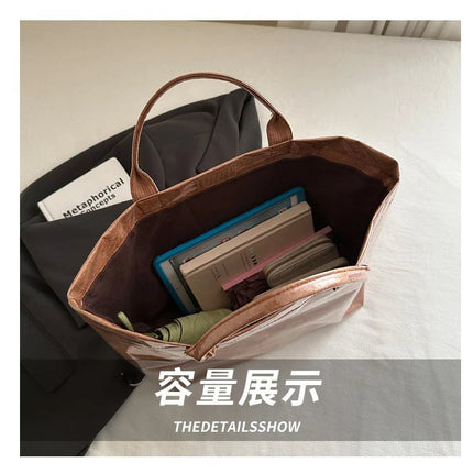 Tote Bag, Retro Letter, Casual Versatile Handbag, Minimalist Transparent, Simple, Commuter, Large-capacity Bag for Women PlatiNum