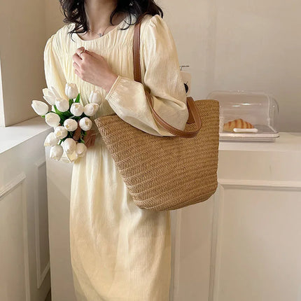 Women's Large Capacity Crossbody Bag Summer Woven Straw Bag Fashion Female Luxury Designer Beach Bag Bali Shopper Bag