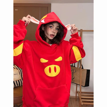 Deeptown Kawaii Duck Hoodies Women Long Sleeve Cute Tops Emo Clothes Korean 2023 Fashion Winter Yellow Casual Pullover Soft Girl