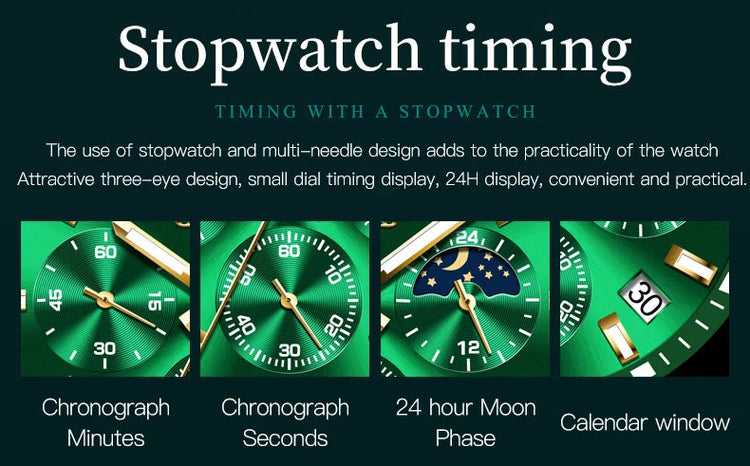 OLEVS Orologi da uomo Orologio di lusso delle migliori marche da uomo Cronografo originale impermeabile in acciaio inossidabile Fasi lunari Data Quadrante Rota platinumshop
