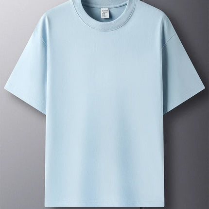 Men's Summer 100% Pure Cotton Short Sleeve Crew Neck Fashion Style Half Sleeve Breathable Top T-shirt Short Sleeve