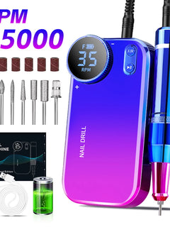 Professional 35000 RPM Electric Nail Drill Portable Rechargeable Nail File Machine for Salon Home DIY Nail Art Great Gift for La