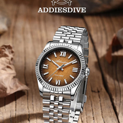 ADDIESDIVE New 36mm Watch for Men AD2512 Luxury Sapphire VH31 Quartz Wristwatch 100m Waterproof Stainless Steel Luminous Watches