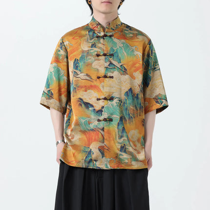 Camicie Stampate da Uomo, Stile Retrò Hawaiano, Traspiranti, Comode e Oversize con Maniche Corte