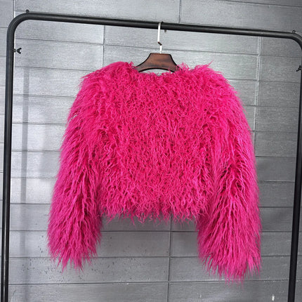 ZADORIN New Mongolian Fur Cropped Faux Fur Coat Woman Winter Clothes Fashion Short Fur Coats Fluffy Faux Fur Jacket Crop Tops