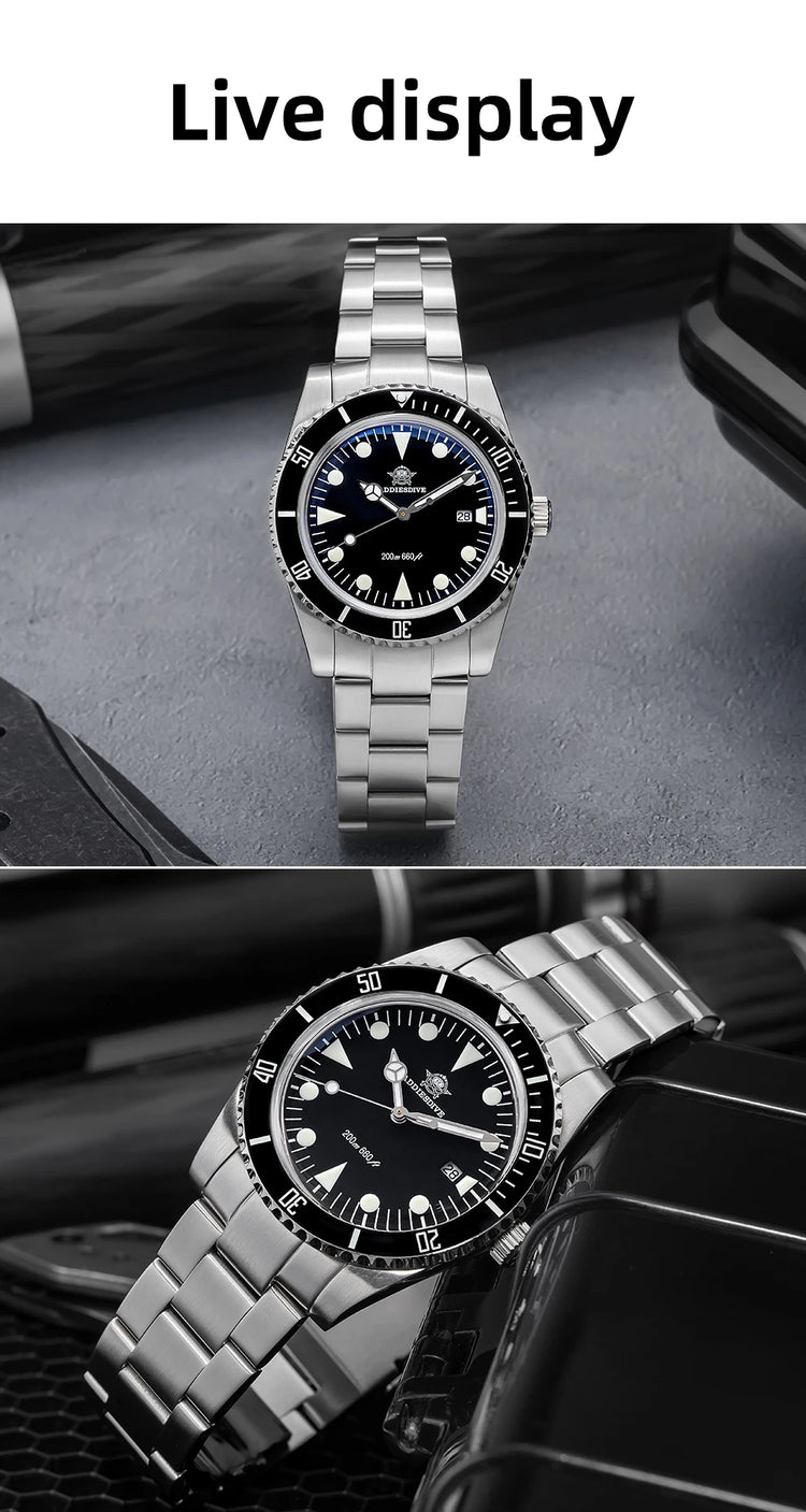 ADDIESDIVE Luxury Men's Analog Watch BGW9 Luminous Ceramic Bezel Bubble Mirror Glass Diver's Watch 200m Quartz Watches AD2068