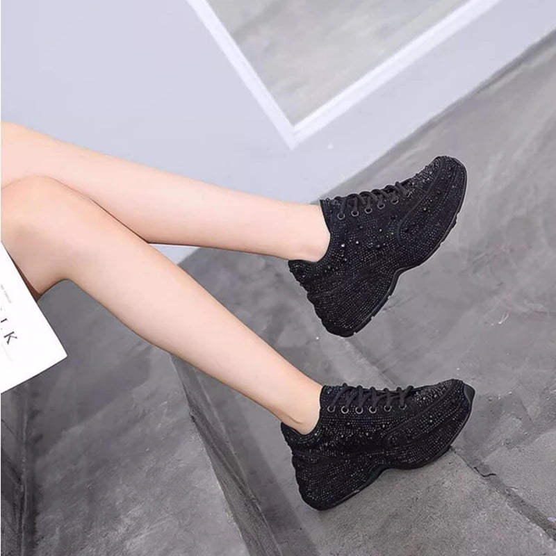 AIYUQI Women Sneakers Platform 2024  Rhinestone Sponge CakeWomen Casual Shoes Large Size Sneakers For Women
