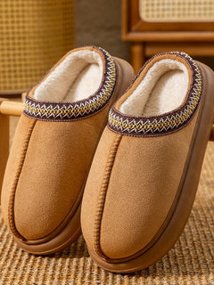 Men's Plush Fleece Lined Slippers Winter Warm House Shoes with Thick EVA Sole for Indoor/Outdoor Use Cozy Non-Slip Home Footwear