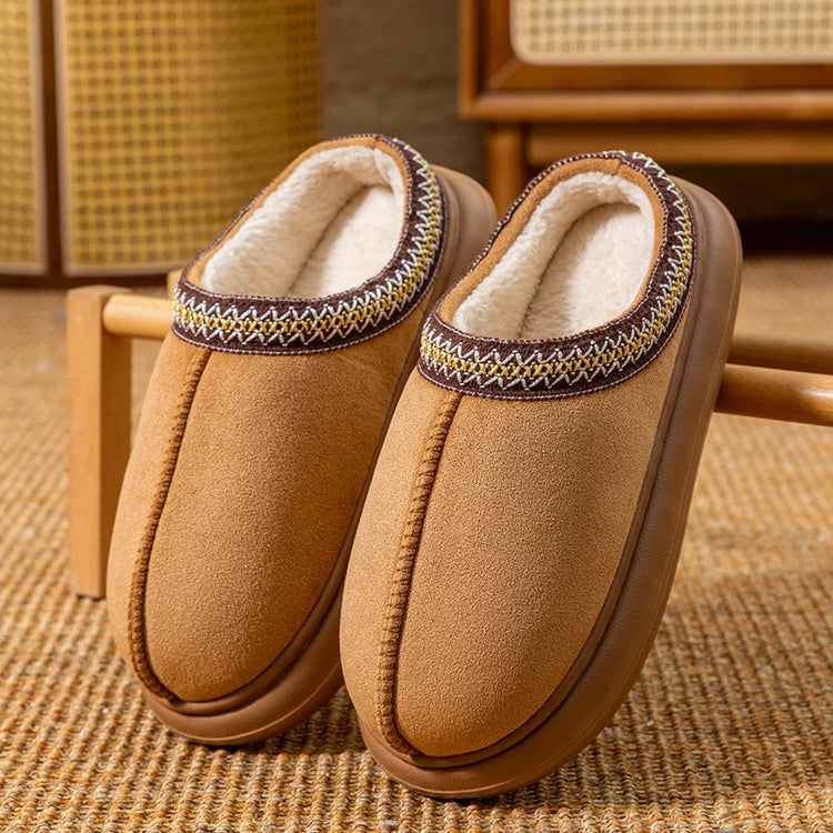 Men's Plush Fleece Lined Slippers Winter Warm House Shoes with Thick EVA Sole for Indoor/Outdoor Use Cozy Non-Slip Home Footwear