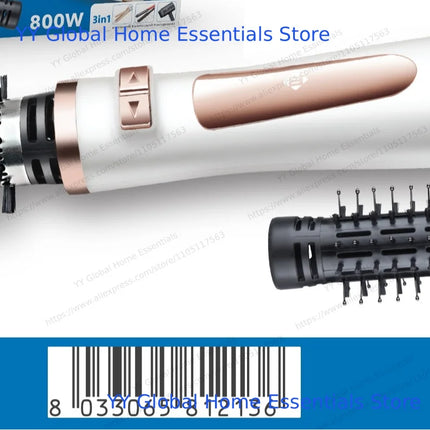 Household Multifunctional Rotating Hot‑Air Styler, Interchangeable Hair Dryer Brush, 800W Hair Volumizer Straightening & Curling Tool for Daily Hairstyle Making