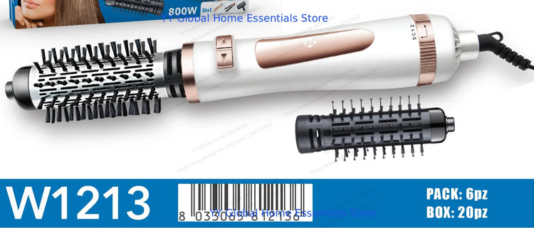 Household Multifunctional Rotating Hot‑Air Styler, Interchangeable Hair Dryer Brush, 800W Hair Volumizer Straightening & Curling Tool for Daily Hairstyle Making