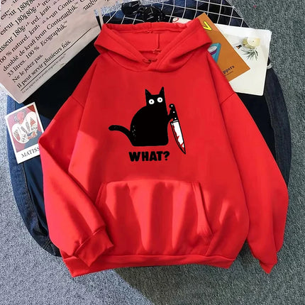 Cute Cat Print Hoodie for Woman 2025 Hot Sale Hooded Long Sleeve Pullover Autumn Girl Home Outdoor Comfort Casual Sweatshirt