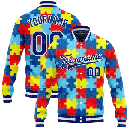 Custom Skull 3D Printed Baseball Button Jacket Bomber Full-Snap Varsity Letterman Jacket