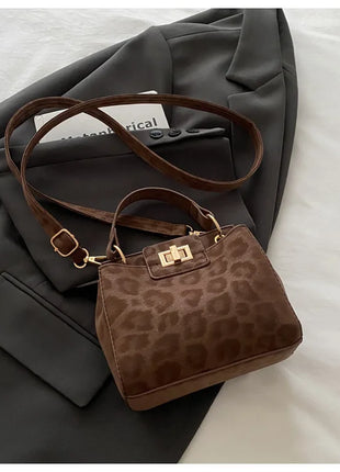 Elegante Mini Borsa a Tracolla con Manico Superiore, Chiusura Dorata, Versatile Borsa in Finta Pelle Scamosciata e Pelle per Uso Quotidiano Femminile