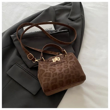 Elegante Mini Borsa a Tracolla con Manico Superiore, Chiusura Dorata, Versatile Borsa in Finta Pelle Scamosciata e Pelle per Uso Quotidiano Femminile
