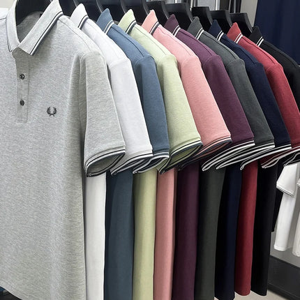 New men's short-sleeved polo shirt, 100% pure cotton, embroidered, fashionable, breathable, comfortable, and versatile.