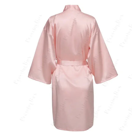 Vestaglia da notte in raso solido, elegante vestaglia da casa con scollo a V a mezza manica e cintura, pigiama da donna