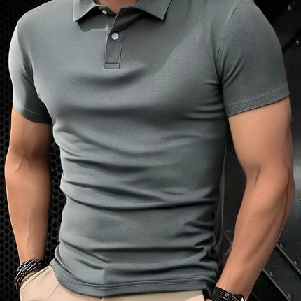 2025 Men's Solid Color Ultralight Breathable Quick-Dry Polo Shirt Suitable for Gym, Fitness, and Running