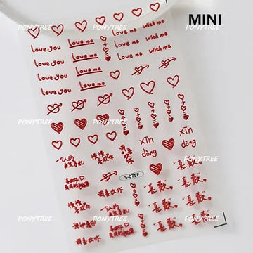English Word Christmas Tree Calligraphy Font Reindeer Bell Gift Bowknot Starburst Adhesive Nail Charm Art Sticker Manicure Decal