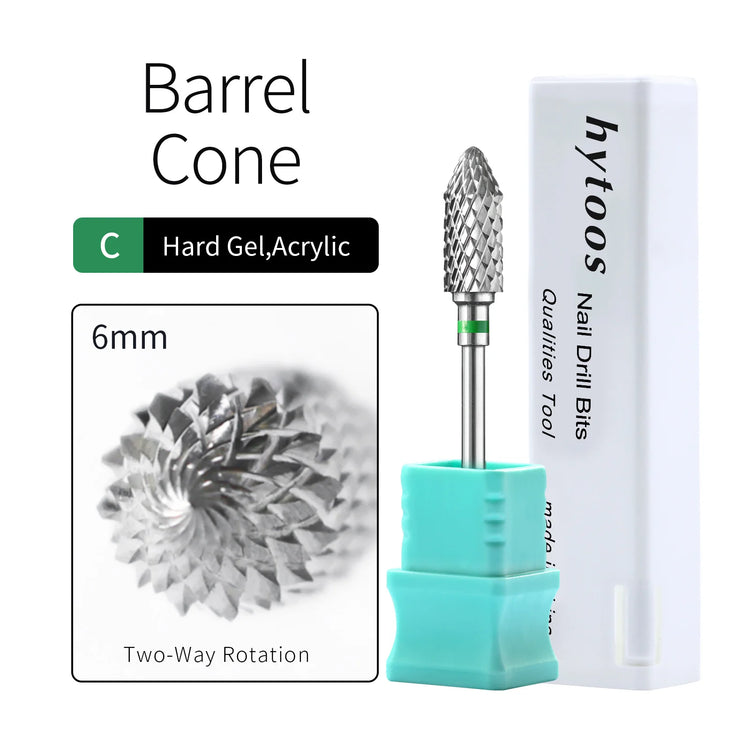 HYTOOS Bullet Carbide Nail Drill Bits Pro Barrel Cone Acrylic Gel Tips Removal Tool Electric Drills File Manicure Accessories
