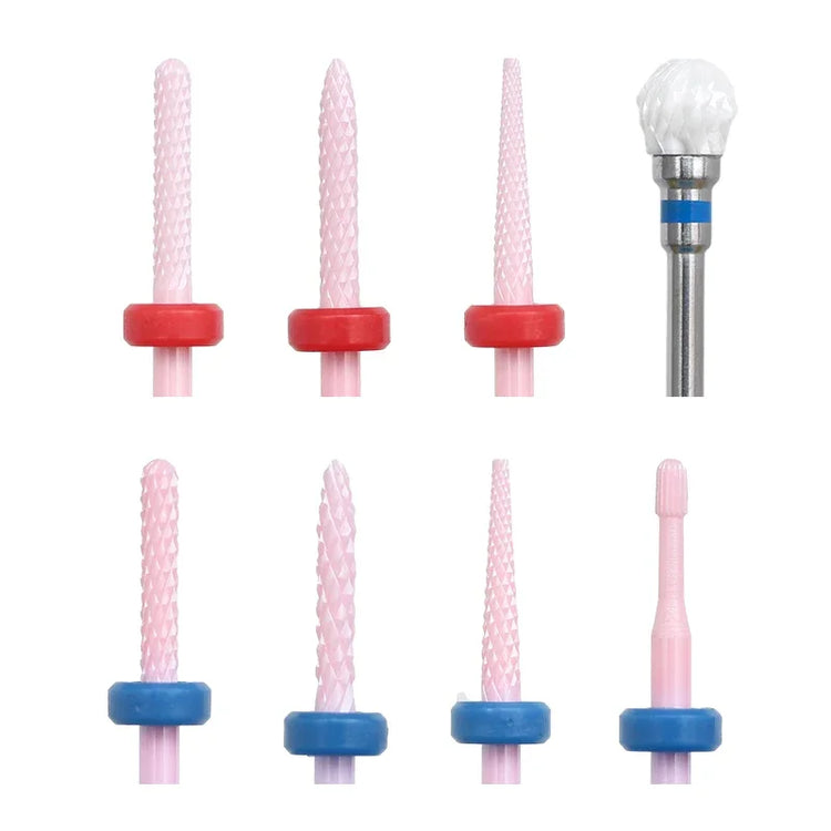 Pink Ceramic Carbide Nail Drill Bits Milling Cutter For Gel Polish Remover Electric Nail Machine Polishing Peeling File Home Salon Manicure Pedicure Accessories