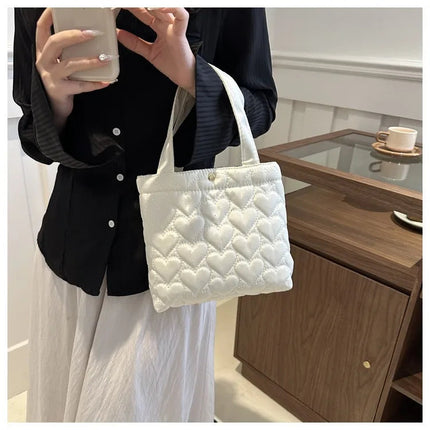 Puffer Shoulder Bag for Women Soft Down Cotton Padded Tote Handbag Purse Quilted Cross Body Bag Solid Color Bubbles Cloud Bag PlatiNum
