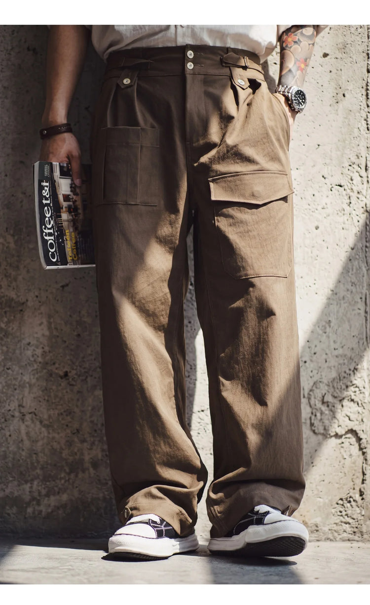 Maden P37 British Army Military Style Cargo Pants Mens Heavyweight Straight Multi Pocket Tactical Trousers Vintage Casual Autumn