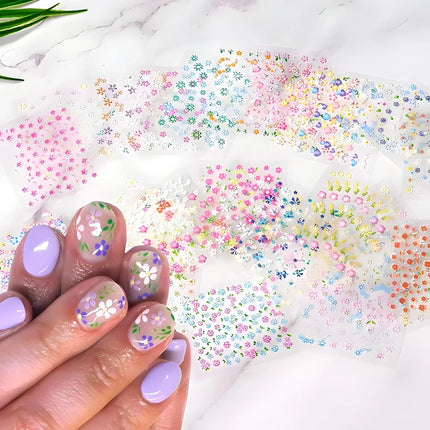 30 Sheets Flower Nail Stickers for Nail Art Colorful Self Adhesive Daisy Nail Decals Spring Summer Nail Art Stickers Cute Floral