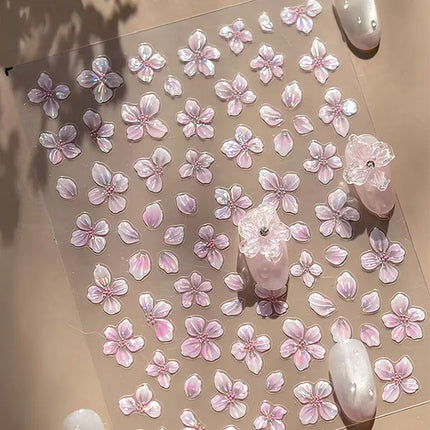 New Hipster Pure White Flowers Rose Spring Lily Camellia Daisy Jelly Cherry Blossom Nail Art Stickers Manicure Decals ZJT11