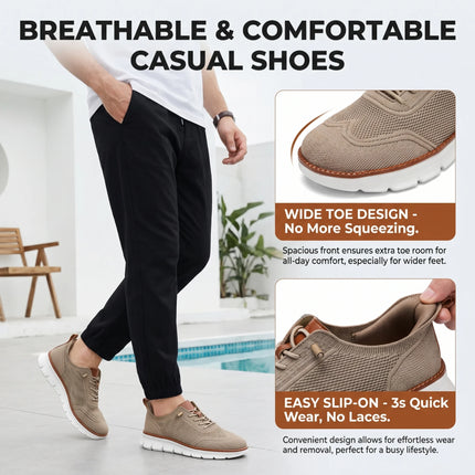 Scarpe casual estive da uomo a punta larga, taglie grandi, con suola morbida e funzione antiscivolo, traspiranti in tessuto Fly-Weave