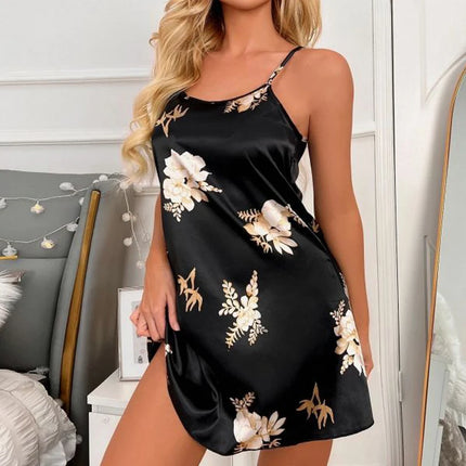 Indumenti da notte sexy per le donne Lingerie in raso Chemise Slip Camicia da notte Abito corto Camicia da notte Babydoll Pigiama Stampa Homewear Pijama