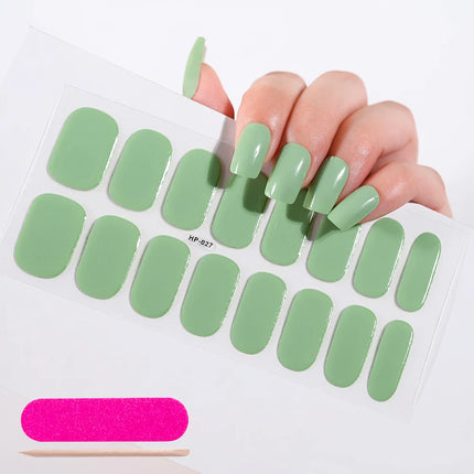 Semi Cured Wraps Fast Gel Nail Sticker Soild Nail Gel Wraps Adhesive Full Cover Gel Nail Decal UV Lamp Cured Manicure Decoration2028