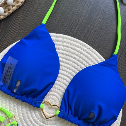 Costume da bagno bikini sexy da donna a tinta unita, due pezzi, rosso platinumshop