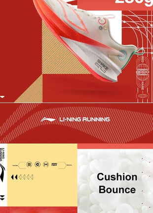 Li-Ning Men's RED HARE 8 PRO Racing Running Shoes BOOM FIBER Cushion Stable Sport Shoes Anti-Slip Wearable Sneakers ARPV003 PlatiNum