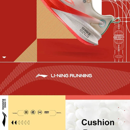 Li-Ning Men's RED HARE 8 PRO Racing Running Shoes BOOM FIBER Cushion Stable Sport Shoes Anti-Slip Wearable Sneakers ARPV003 PlatiNum